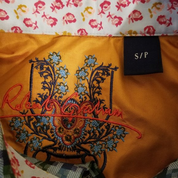 Robert Graham S Blue Purple Green Dress Shirt Hounds Tooth Long Sleeve - Picture 4 of 8